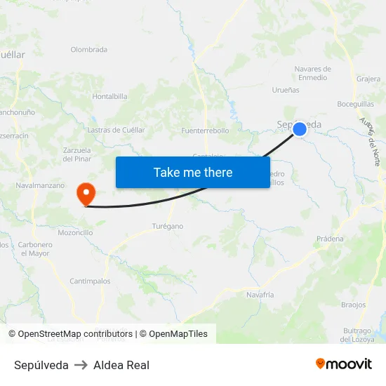 Sepúlveda to Aldea Real map