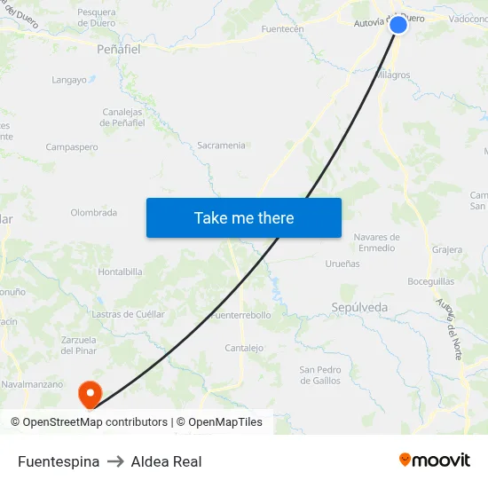 Fuentespina to Aldea Real map