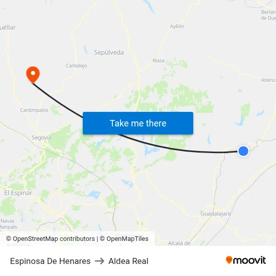 Espinosa De Henares to Aldea Real map