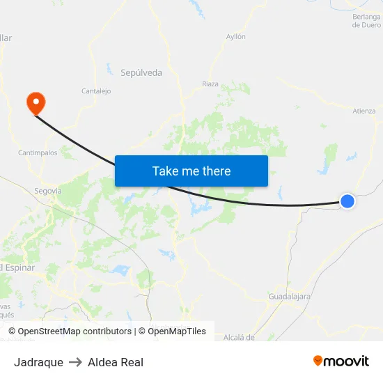 Jadraque to Aldea Real map