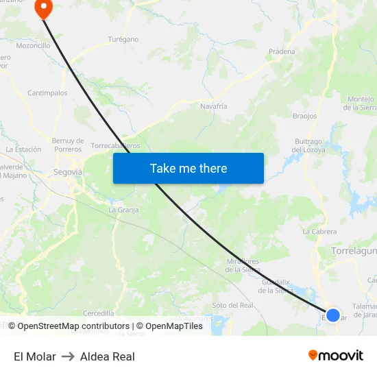 El Molar to Aldea Real map