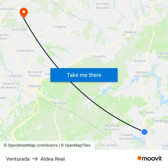 Venturada to Aldea Real map