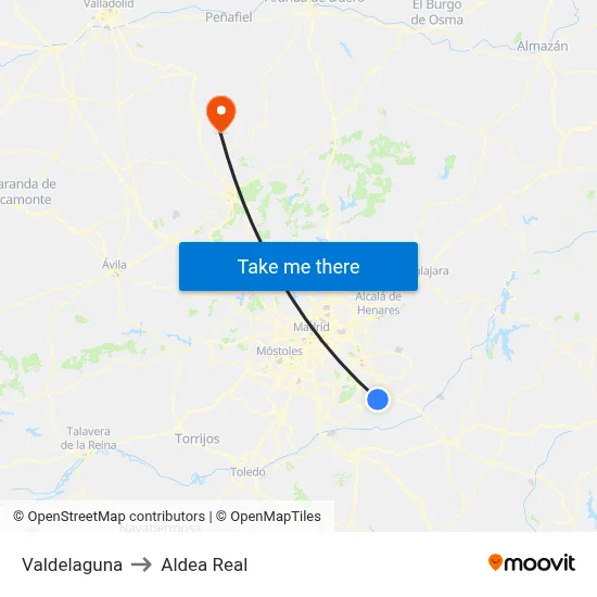 Valdelaguna to Aldea Real map