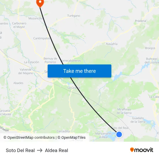 Soto Del Real to Aldea Real map