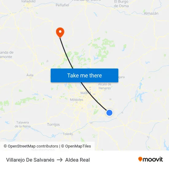 Villarejo De Salvanés to Aldea Real map