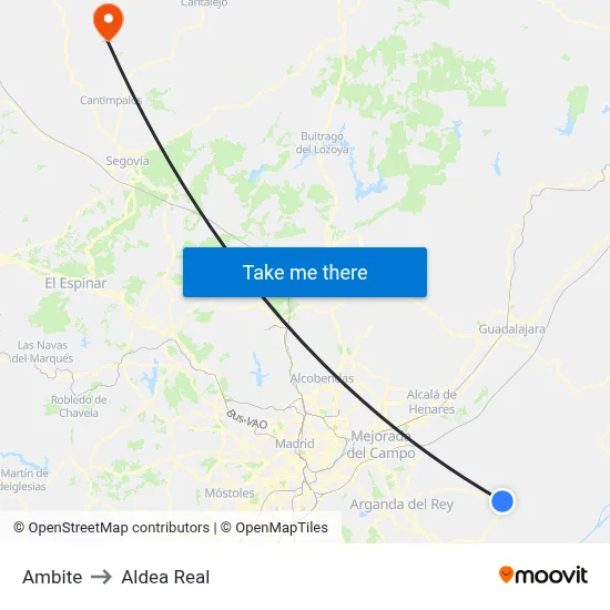 Ambite to Aldea Real map