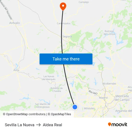 Sevilla La Nueva to Aldea Real map