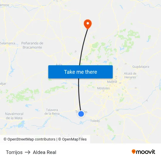 Torrijos to Aldea Real map