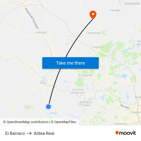 El Barraco to Aldea Real map