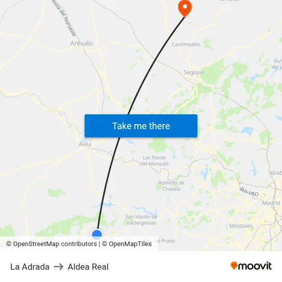 La Adrada to Aldea Real map