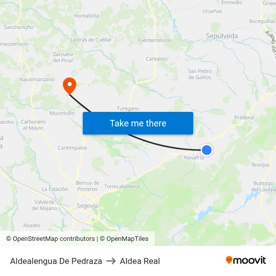Aldealengua De Pedraza to Aldea Real map