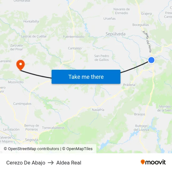 Cerezo De Abajo to Aldea Real map