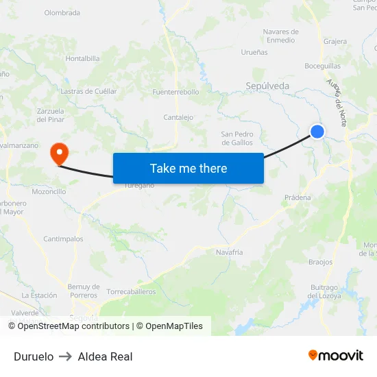 Duruelo to Aldea Real map