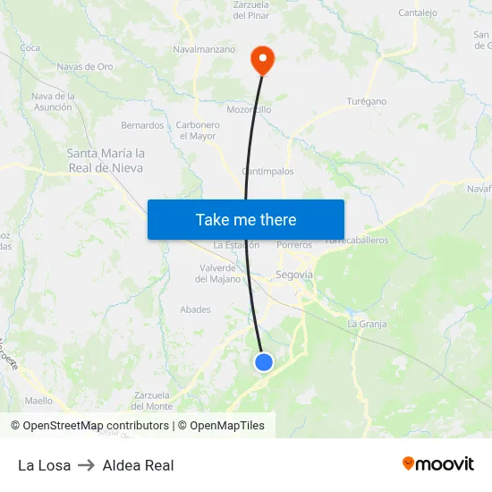 La Losa to Aldea Real map