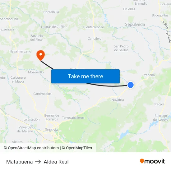 Matabuena to Aldea Real map