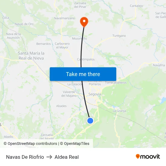 Navas De Riofrío to Aldea Real map