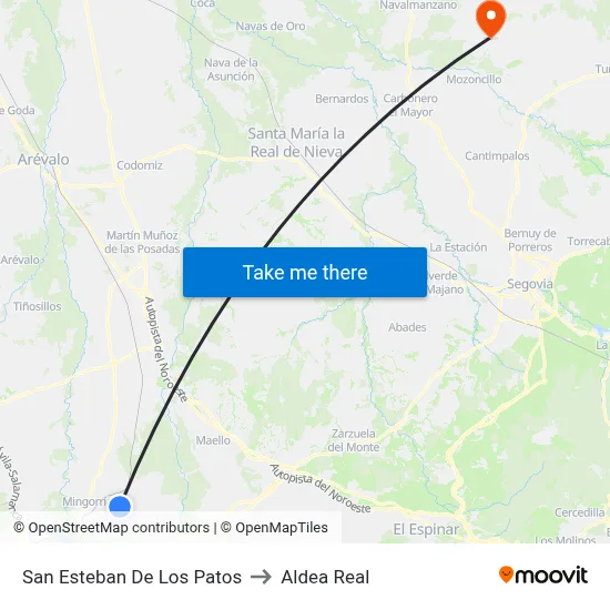San Esteban De Los Patos to Aldea Real map