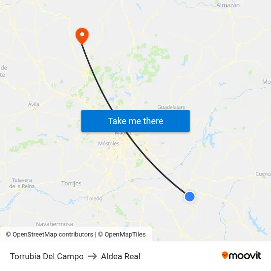 Torrubia Del Campo to Aldea Real map