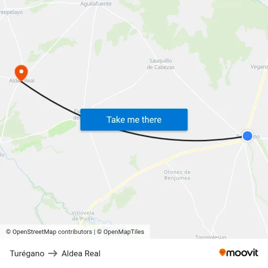 Turégano to Aldea Real map