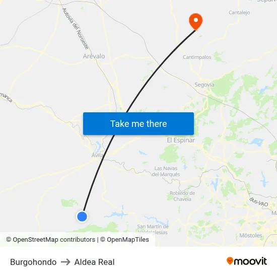 Burgohondo to Aldea Real map
