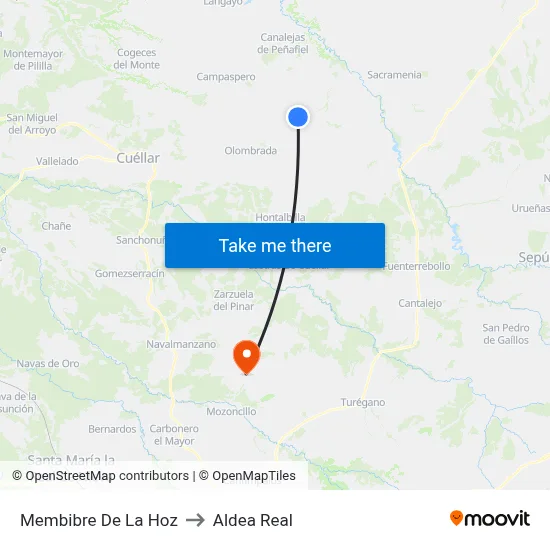 Membibre De La Hoz to Aldea Real map