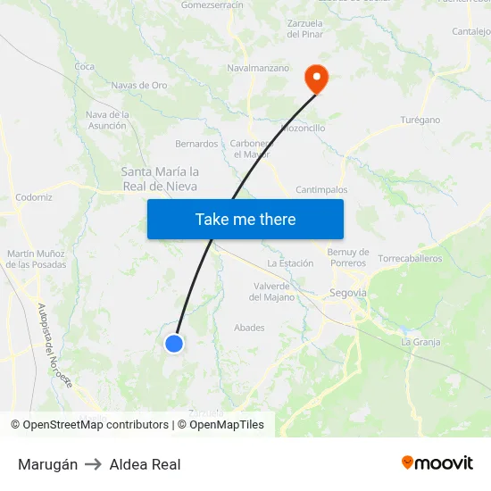 Marugán to Aldea Real map