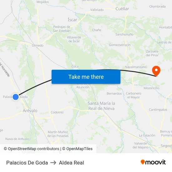 Palacios De Goda to Aldea Real map