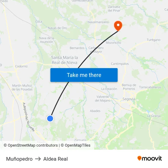 Muñopedro to Aldea Real map