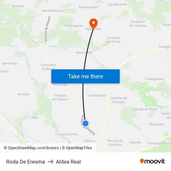 Roda De Eresma to Aldea Real map