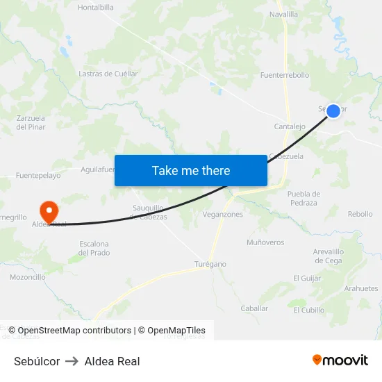Sebúlcor to Aldea Real map