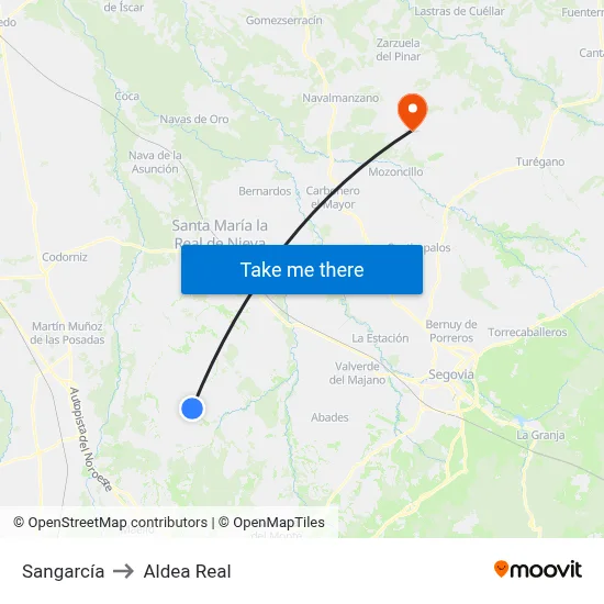 Sangarcía to Aldea Real map