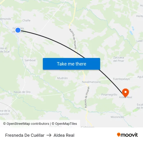 Fresneda De Cuéllar to Aldea Real map