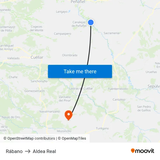 Rábano to Aldea Real map
