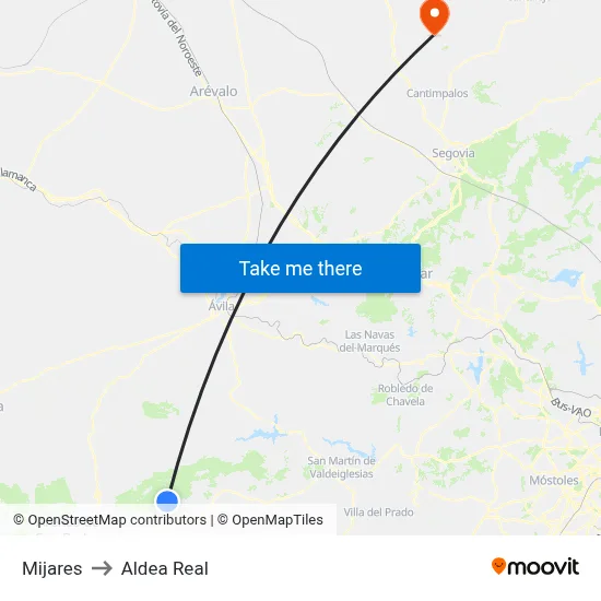 Mijares to Aldea Real map