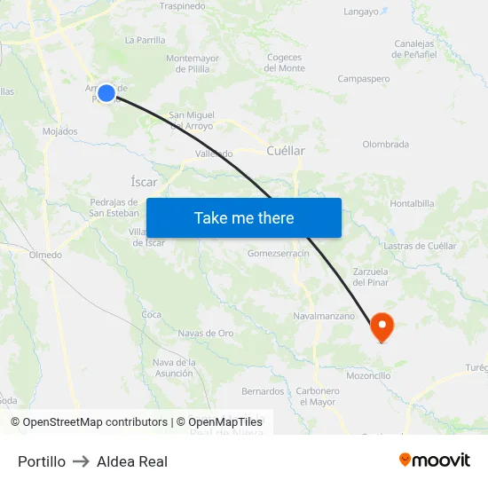 Portillo to Aldea Real map