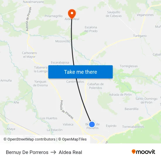 Bernuy De Porreros to Aldea Real map