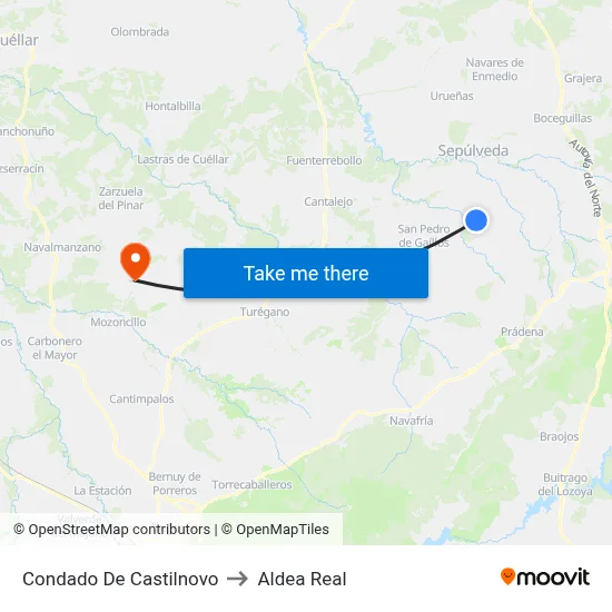 Condado De Castilnovo to Aldea Real map