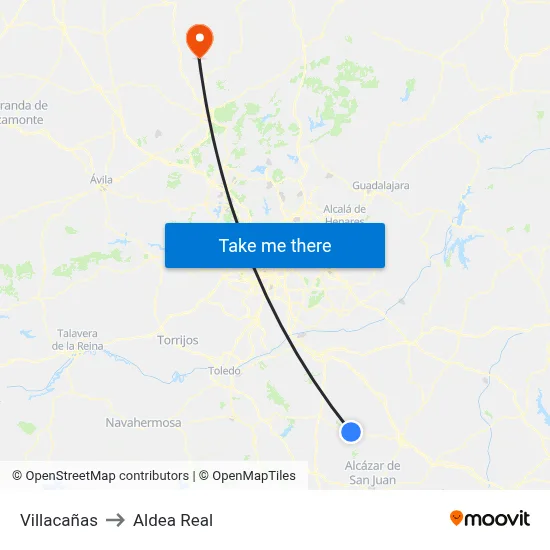Villacañas to Aldea Real map