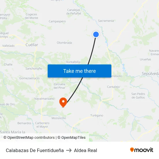 Calabazas De Fuentidueña to Aldea Real map