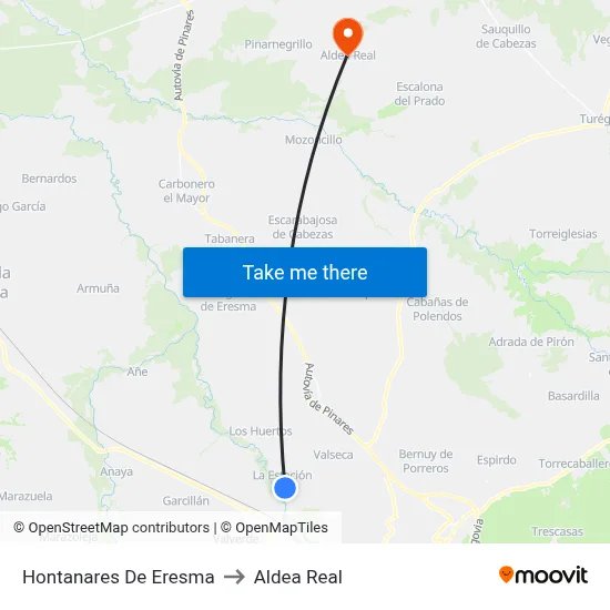 Hontanares De Eresma to Aldea Real map