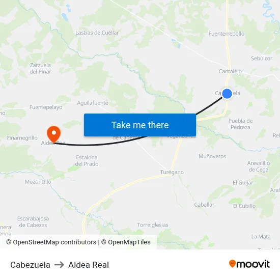 Cabezuela to Aldea Real map