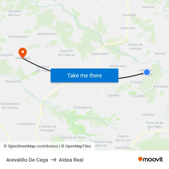 Arevalillo De Cega to Aldea Real map