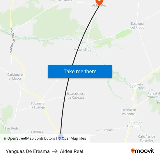 Yanguas De Eresma to Aldea Real map
