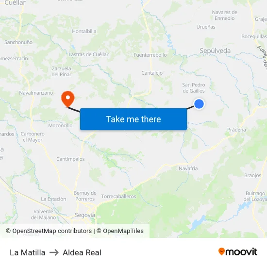 La Matilla to Aldea Real map