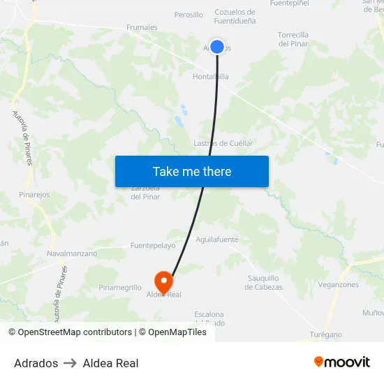 Adrados to Aldea Real map