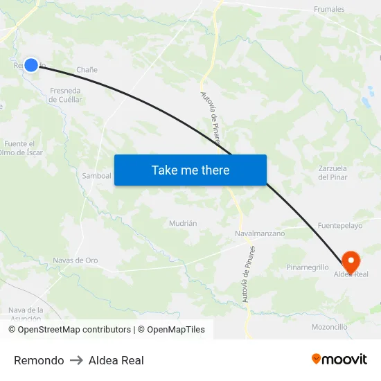 Remondo to Aldea Real map