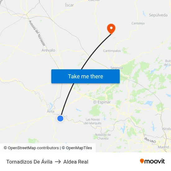 Tornadizos De Ávila to Aldea Real map