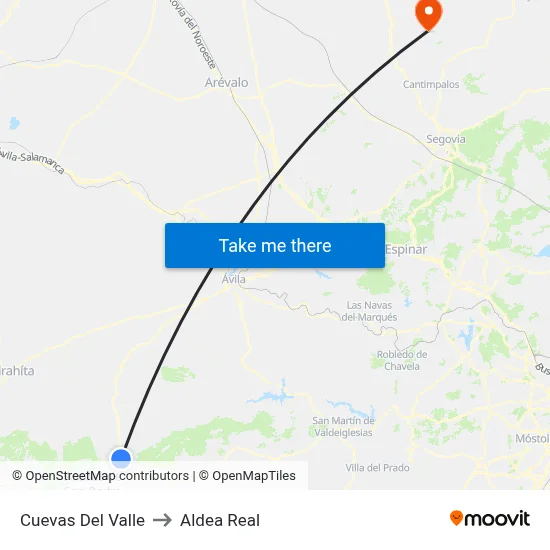 Cuevas Del Valle to Aldea Real map