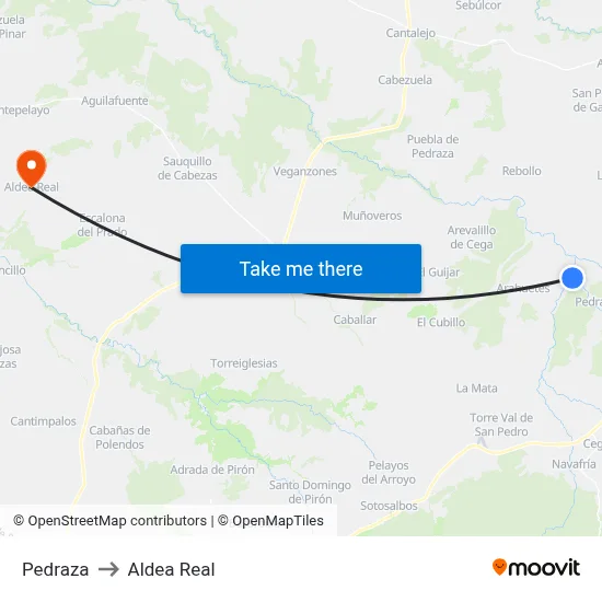 Pedraza to Aldea Real map