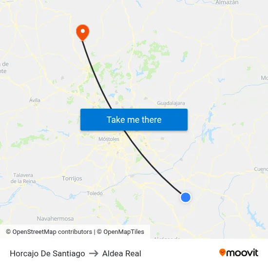 Horcajo De Santiago to Aldea Real map